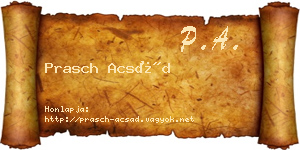 Prasch Acsád névjegykártya